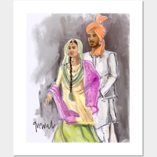 Punjabi couple Posters and Art